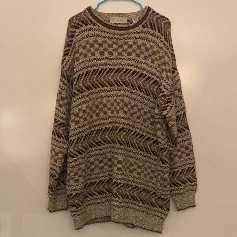 Robert Stock XXL 100% Cotton LW Brown Tan Sweater!
